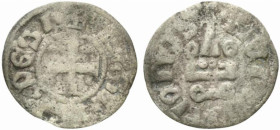 Neopolitan Princes of Epirus and Corfu. Philippe de Taranto (1294-1313). BI Denier (18.5mm, 0.51g, 6h). Lepanto. Cross pattée. R/ Chateau tournois. Me...