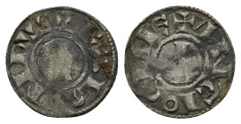 Crusaders, Antioch. Raymond of Poitiers (1136-1149). BI Denier (16mm, 0.80g). Male head r. R/ Cross pattée. CCS 15. Good Fine