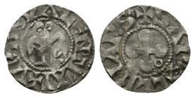 France, Provincial. Valence et Die, Uncertain Bishop, 13th century AD. AR Denier (17mm, 0.75g). Angel standing facing with wings displayed. R/ Cross; ...