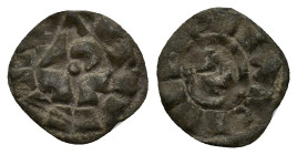 Italy, Lucca. Enrico II (1004-1024). AR Denaro (15mm, 0.83g). Monogram. R/ LVCA. Biaggi 1056. Near VF