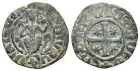 Cilician Armenia, Hetoum I (1226-1270). Æ Kardez (27mm, 7.63g). Sis mint. Hetoum seated facing on bench, holding lis-tipped sceptre and globus crucige...