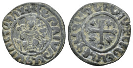 Cilician Armenia, Hetoum I (1226-1270). Æ Kardez (27mm, 6.96g). Sis mint. Hetoum seated facing on bench, holding lis-tipped sceptre and globus crucige...