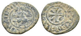 Cilician Armenia, Hetoum I (1226-1270). Æ Kardez (22mm, 4.71g). Sis mint. Hetoum seated facing on bench, holding lis-tipped sceptre and globus crucige...