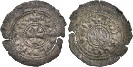 Vitale Michiel II doge XXXVIII, 1156-1172. Denaro o bianco scodellato, Mist. 0,30 g. + V MICHI’ DVX Croce patente accantonata da quattro cunei. Rv. + ...