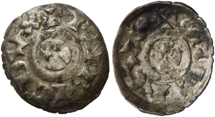Enrico Dandolo Doge XLI, 1192-1205. Denaro o piccolo scodellato, Mist. 0,34 g. +...