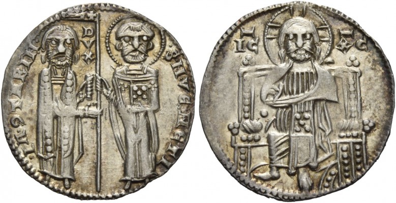 Jacopo Contarini doge XLVII, 1275-1280. Grosso, AR 2,16 g. •IA•9TARIN• – •S•M•VЄ...