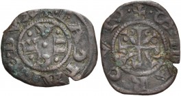 Jacopo Contarini doge XLVII, 1275-1280. Quartarolo, Mist. 0,71 g. + IA 9TARE DVX Nel campo lettere V N C E disposte a croce. Rv. + S MARCVS Croce pate...