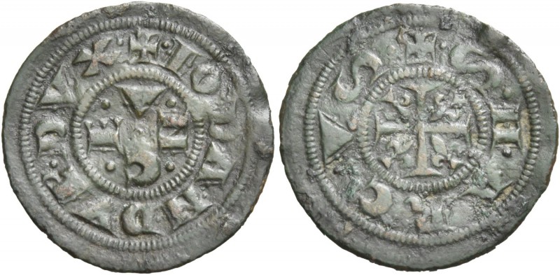 Giovanni Dandolo doge XLVIII, 1280-1289. Doppio quartarolo, Mist. 1,66 g. + IO D...