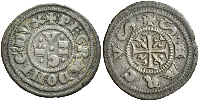 Pietro Gradenigo doge XLIX, 1289-1311. Doppio quartarolo, Mist. 1,98 g. + PE GRA...