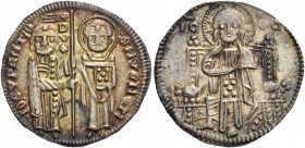 Giovanni Soranzo doge LI, 1312-1328. Grosso, AR 2,12 g. •IO:SVP’ANTIO• – •S•M•VENETI Tipo solito. Variante con tre globetti sullo schienale a d. del R...