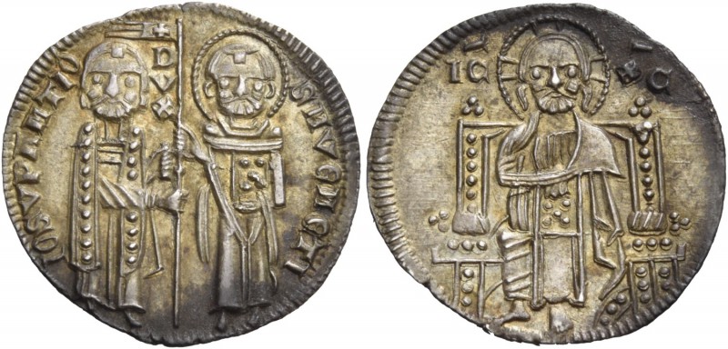 Giovanni Soranzo doge LI, 1312-1328. Grosso, AR 2,21 g. IO SVP’ANTIO – SM VENETI...