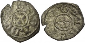 Francesco Dandolo doge LII, 1329-1339. Denaro o piccolo scodellato, Mist. 0,25 g. + FRA DA DVX Croce patente con globetti alle estremità. Rv. + S MARC...