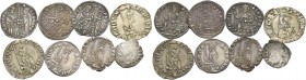 Andrea Dandolo doge LIV, 1342-1354. Lotto di otto monete. Mezzanino nuovo tipo (3). CNI 2, 26 var., 29. Paolucci 3. Soldino (2). CNI 51 var., 53. Paol...