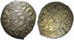 Giovanni Gradenigo doge LVI, 1355-1356. Denaro o piccolo scodellato, Mist. 0,24 g. + IO GRA DVX Croce patente. Rv. + S MARCVS Croce patente. CNI 20 va...