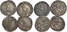 Giovanni Gradenigo doge LVI, 1355-1356. Lotto di quattro monete. Soldino (4). CNI 4, 8, 10 var., 11. Paolucci 3.
 BB a Spl