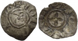 Giovanni Dolfin doge LVI, 1356-1361. Denaro o piccolo scodellato, Mist. 0,16 g. + IO DEL DVX Croce patente. Rv. + S MARCVS Croce patente. CNI 24/25. P...