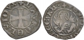 Lorenzo Celsi doge LVIII, 1361-1365. Tornesello, Mist. 0,72 g. + LAVR CELSI DVX Croce patente. Rv. + VEXILIFER VENECIA4 Leone in soldo. CNI 30. Paoluc...