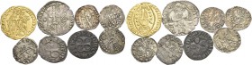 Michele Steno doge LXIII, 1400-1413. Lotto di otto monete. Ducato. CNI 26/30. Paolucci 1. Grosso, terzo tipo. CNI 32. Paolucci 2. Soldino (3). CNI 11,...