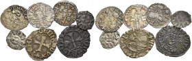 Tomaso Mocenigo doge LXIV, 1414-1423. Lotto di sette monete. Soldino (3). CNI 1, 2, 7. Paolucci 3. Denaro o piccolo scodellato (2). CNI 26, 26 var. Pa...
