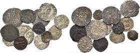Francesco Foscari doge LXV, 1423-1457. Lotto di quattordici monete. Grossetto (3). CNI manca, 14, 23. Paolucci 4. Mezzo grosso. CNI 84. Paolucci 5. So...