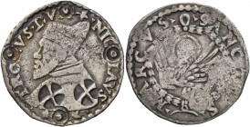 Nicolò Tron doge LXVIII, 1471-1473. Trono o lira da 20 soldi con contromarche dell’isola di Cipro, AR 6,25 g. Foglia d’edera NICOLAVS – ramo con fogli...