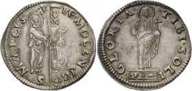 Pietro Mocenigo doge LXX, 1474-1476. Mocenigo o lira, AR 6,37 g. PE MOCEN – IGO – S – MARCVS – V S. Marco nimbato, stante a s., porge il vessillo al d...