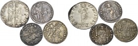 Pietro Mocenigo doge LXX, 1474-1476. Lotto di quattro monete. Mocenigo o lira. CNI 3. Paolucci 2. Marcello o mezza lira (3). CNI 10, 20 var., 30. Paol...
