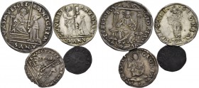 Antonio Grimani doge LXXVI, 1521-1523. Lotto di quattro monete. Da 16 soldi. CNI 30. Paolucci 3. Da 8 soldi. CNI 15. Paolucci 4. Da 4 soldi. CNI 22. P...