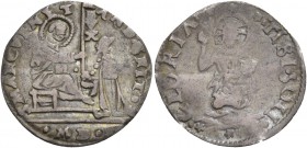 Andrea Gritti doge LXXVII, 1523-1538. Da 4 soldi, AR 0,97 g. AND GRIT – S MARC VENET S. Marco nimbato, seduto in trono a s., porge il vessillo al doge...