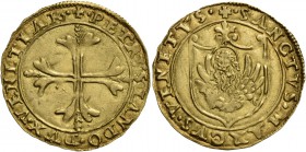 Pietro Lando doge LXXVIII, 1539-1545. Scudo, AV 3,40 g. + PETRVS LANDO DVX VENETIAR Croce ornata e fiorata. Rv. + SANCTVS MARCVS VENETVS Leone in sold...
