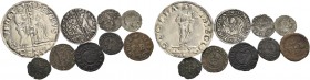 Pietro Lando doge LXXVIII, 1539-1545. Lotto di nove monete. Mocenigo o lira. CNI 29. Paolucci 5. Da 6 soldi. CNI 68. Paolucci 7. Soldino. CNI 186. Pao...