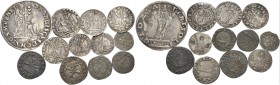Francesco Donà doge LXXIX, 1545-1553. Lotto di dodici monete. Mocenigo o lira. CNI 18. Paolucci 4. Da 6 soldi. CNI 42. Paolucci 6. Da 4 soldi. CNI 7, ...