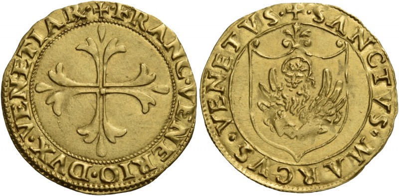 Francesco Venier doge LXXXI, 1554-1556. Scudo, AV 3,38 g. + FRANC VENERIO DVX VE...