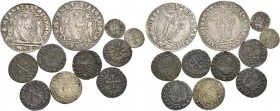 Alvise I Mocenigo doge LXXXV, 1570-1577. Lotto di undici monete. Da 40 soldi (2). CNI 34, 65. Paolucci 7. Soldo (2). CNI 22, 124. Paolucci 11. Sesino ...