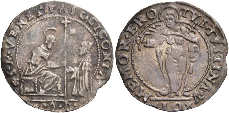 Pasquale Cicogna doge LXXXVIII, 1585-1595. Sedicesimo di scudo da 10 soldi, AR 2...