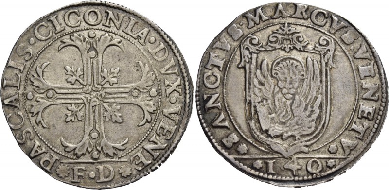 Pasquale Cicogna doge LXXXVIII, 1585-1595. Scudo della croce, AR 31,67 g. PASCAL...