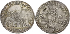 Pasquale Cicogna doge LXXXVIII, 1585-1595. Mezzo ducato da 62 soldi, AR 13,94 g. S M VENETVS PASC CICON – IA DV Il Leone alato, a s., volto di fronte ...