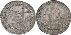 Marino Grimani doge LXXXIX, 1595-1605. Ducato da 124 soldi, AR 28,13 g. S M VENE MARIN GRIMAN – DVX Il Leone alato, a s., volto di fronte e con la zam...