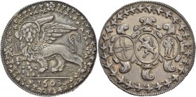 Marino Grimani doge LXXXIX, 1595-1605. Medaglia da 6 lire per l’alleanza con il cantone dei Grigioni 1603, AR 27,00 g. Opus Zuan Giacomo Valerio o Zua...