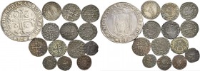 Marino Grimani doge LXXXIX, 1595-1605. Lotto di quattordici monete. Scudo della croce. CNI 93. Paolucci 11. Trentaduesimo di scudo da 5 soldi. CNI 67....