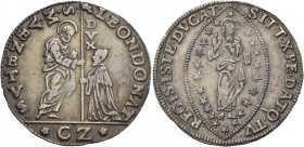 Leonardo Donà doge XC, 1606-1612. Quarto di zecchino d’argento, AR 11,22 g. LEON DONAT – S M VENETVS S. Marco nimbato, stante a s., porge il vessillo ...