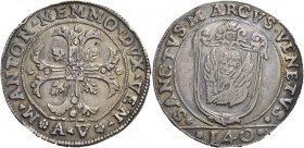 Marcantonio Memmo doge XCI, 1612-1615. Scudo della croce, AR 31,40 g. M ANTON MEMMO DVX VEN Croce ornata e fogliata, accantonata da quattro foglie di ...