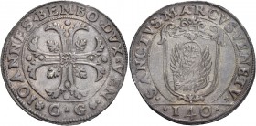 Giovanni Bembo doge XCII, 1615-1618. Scudo della croce, AR 31,55 g. IOANNES BEMBO DVX VEN Croce ornata e fogliata, accantonata da quattro foglie di vi...