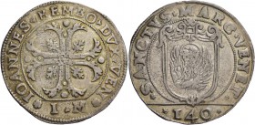Giovanni Bembo doge XCII, 1615-1618. Scudo della croce, AR 31,55 g. IOANNES BEMBO DVX VEN Croce ornata e fogliata, accantonata da quattro foglie di vi...