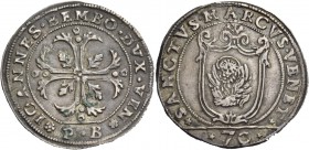 Giovanni Bembo doge XCII, 1615-1618. Mezzo scudo della croce, AR 31,55 g. IOANNES BEMBO DVX VEN Croce ornata e fogliata, accantonata da quattro foglie...
