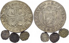 Giovanni Bembo doge XCII, 1615-1618. Lotto di quattro monete. Scudo della croce. CNI 19. Paolucci 8. Bezzo (2). CNI 73, 76. Paolucci 14. Doppio bagatt...