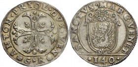 Antonio Priuli doge XCIV, 1618-1623. Scudo della croce, AR 31,64 g. ANTON PRIOL DVX VEN Croce ornata e fogliata, accantonata da quattro foglie di vite...