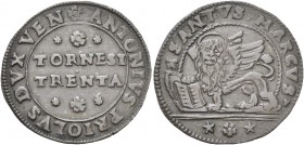 Antonio Priuli doge XCIV, 1618-1623. Da 30 tornesi o 2 soldi (prova), Mist. 3,88 g. ANTONIVS PRIOLVS DVX VEN Nel campo, rosetta / TORNESI / TRENTA / r...