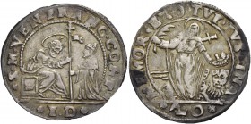 Francesco Contarini doge XCV, 1623-1624. Ottavo di scudo da 1 lira o 20 soldi, AR 4,52 g. S M VEN FRANC CONT S. Marco nimbato, seduto in trono a s., p...