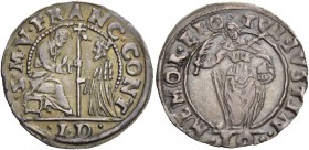 Francesco Contarini doge XCV, 1623-1624. Sedicesimo di scudo da 10 soldi, AR 2,24 g. S M V FRANC CONT S. Marco nimbato e benedicente, seduto in trono ...